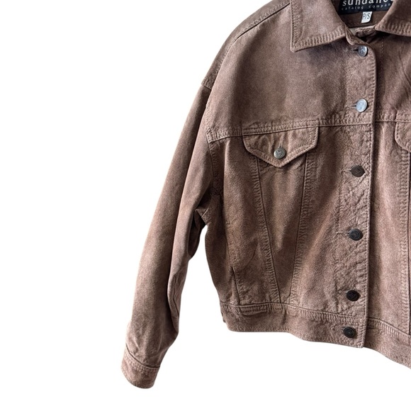 VINTAGE Sundance 100% Suede Leather Flight Jacket Size PS Brown Neutral 90’s - Picture 9 of 14